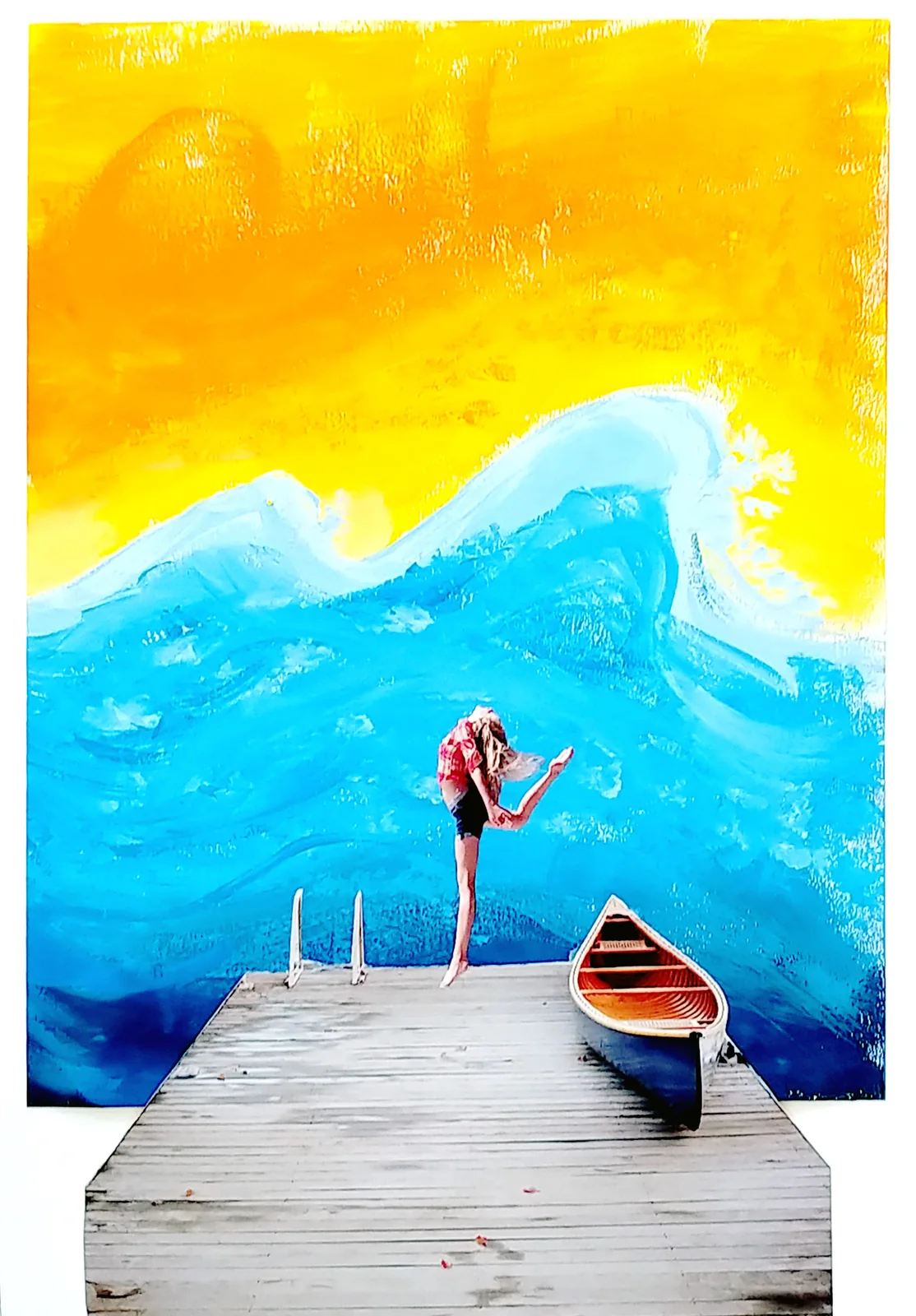 Orange and blue watercolour artwork